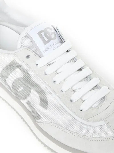 Dolce & Gabbana Two-tone Suede And Mesh Dg Aria Sneakers In Gray