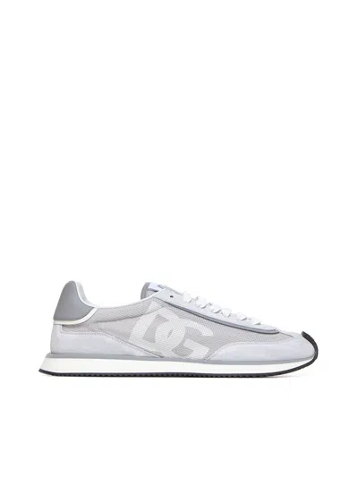 Dolce & Gabbana Man Grey Suede And Mesh Dg Aria Sneakers