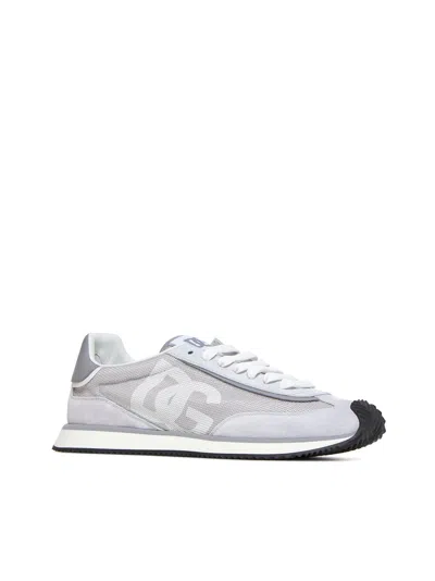 Dolce & Gabbana Man Grey Suede And Mesh Dg Aria Sneakers