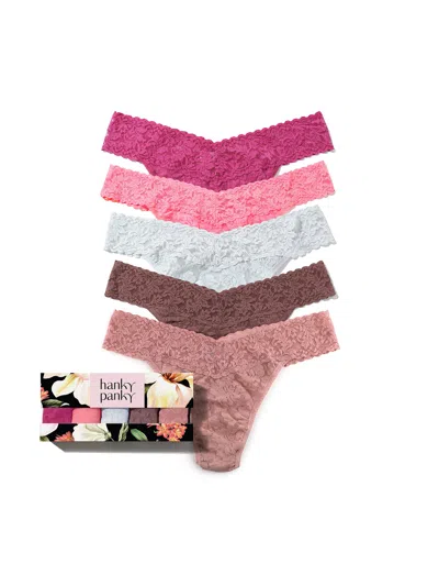 Hanky Panky 5 Pack Signature Lace® Original Rise Thongs In Printed Box