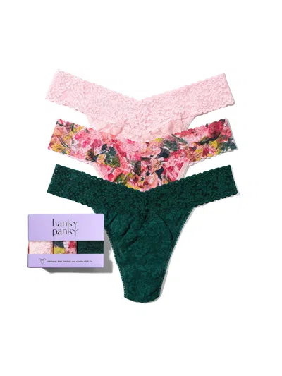 Hanky Panky 3 Pack Signature Lace® Original Rise Thongs Bliss