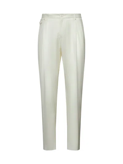 Dolce & Gabbana Men Ivory Flannel Trousers In Neutral