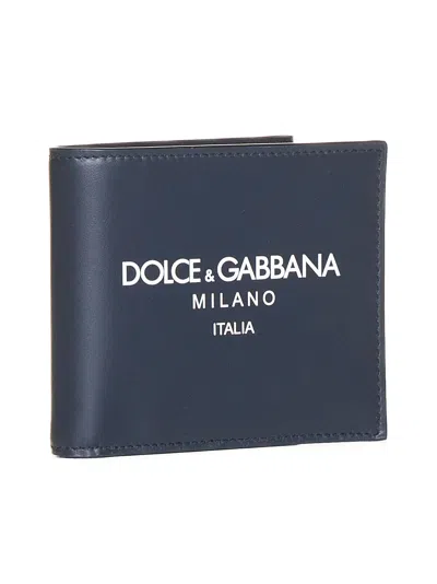 Dolce & Gabbana Men Logo Leather Bifold Wallet In Brown