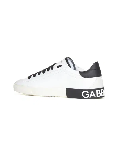 Dolce & Gabbana Portofino Leather Sneakers With Rubberized Logo Shoes