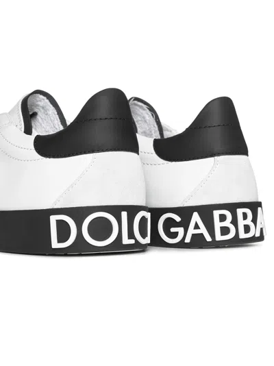 Dolce & Gabbana Portofino Leather Sneakers With Rubberized Logo Shoes