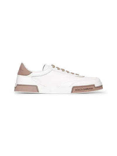 Dolce & Gabbana Portofino Yatch Sneakers In Calfskin Color White And Dove Grey