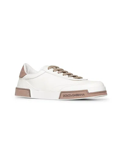Dolce & Gabbana Portofino Yatch Sneakers In Calfskin Color White And Dove Grey