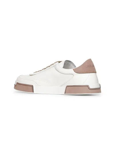 Dolce & Gabbana Portofino Yatch Sneakers In Calfskin Color White And Dove Grey