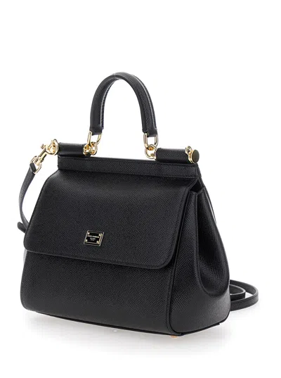 Dolce & Gabbana Black Structured Black Shoulder Bag In Black
