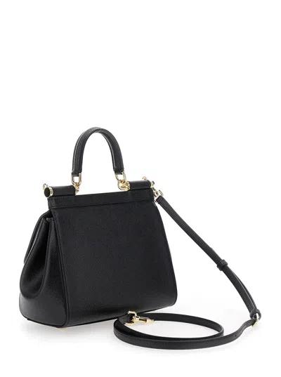 Dolce & Gabbana Black Structured Black Shoulder Bag In Black