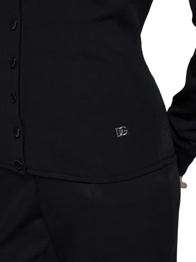 Dolce & Gabbana Women Black Knit Logo Jacket In Black
