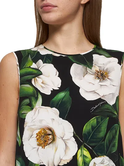 Dolce & Gabbana Gardenia Print Stretch Silk Charmeuse Sleeveless Top