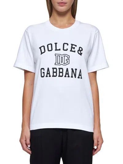 Dolce & Gabbana Women Logo Cotton T-shirt In White