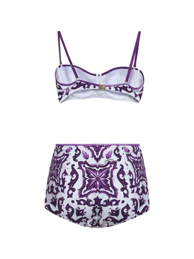 Dolce & Gabbana Women Maiolica Print Balconette Bikini In Purple