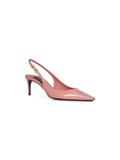 Dolce & Gabbana Women Pink Polished Calfskin Mum Slingback Pumps In Pink