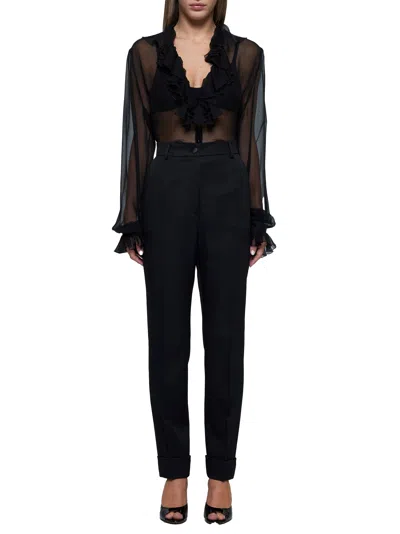 Dolce & Gabbana High-waisted Wool Gabardine Tuxedo Pants