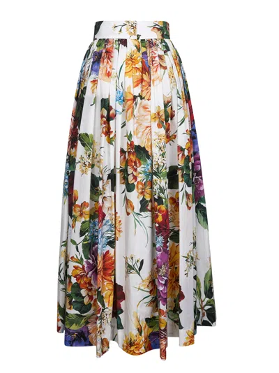 Dolce & Gabbana High-waisted Skirt With A Floral Bouquet Print In Multi