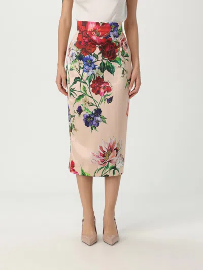 Dolce & Gabbana Longuette Skirt With Floral Print In Neutral