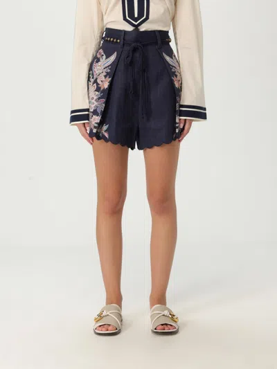 Zimmermann Rhiannon Tuck Shorts In Blue