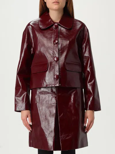 Self-portrait Faux Leather Jacket In Burgundy