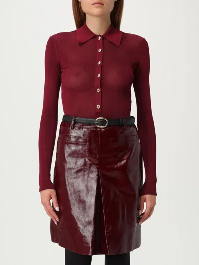 Self-portrait Self Portrait Women Viscose Knit Bodysuit In Burgundy