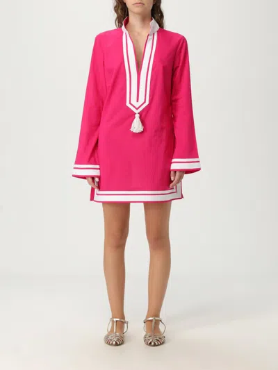 Tory Burch Short Dress Cotton Contrasting Profiles