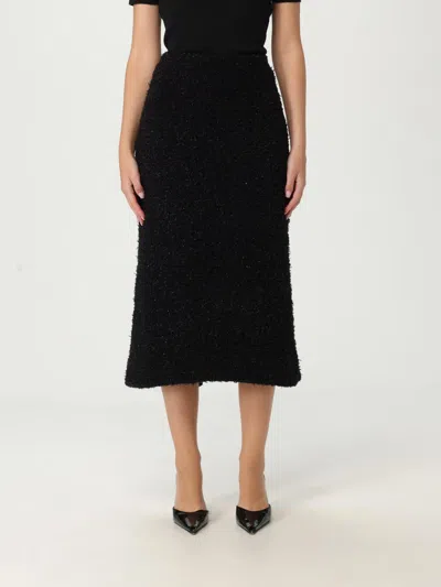 Balenciaga Black Tweed Midi Skirt In Black