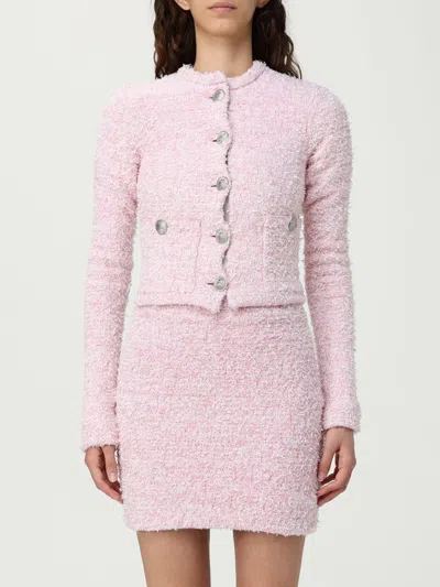 Balenciaga Pink Cotton Blend Tweed Cropped Cardigan