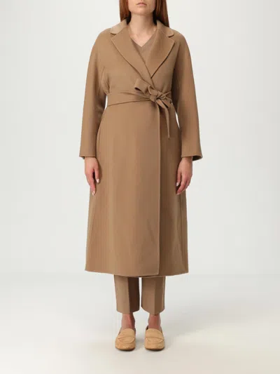S Max Mara Camel Double Broadcloth Esturia Robe Coat In Brown