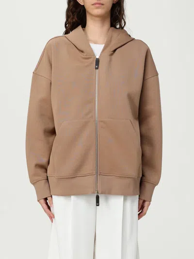 S Max Mara Hooded Sweatshirts Ribbed Cuffs In Brown