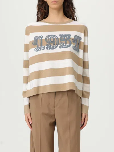 Max Mara Wool Sweater With Embroidered Stripes And Crew Neck