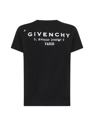 Givenchy Black Crewneck T-shirt With Logo Lettering On Front And Rear In Cotton Woman In Multi