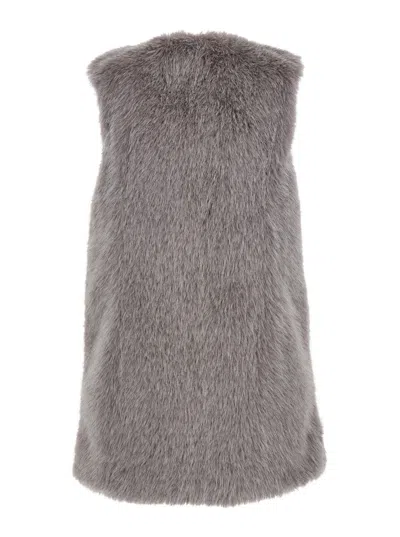 Herno Grey Sleeveless Vest With Concealed Closure On The Front In Ecofur Woman In Gray
