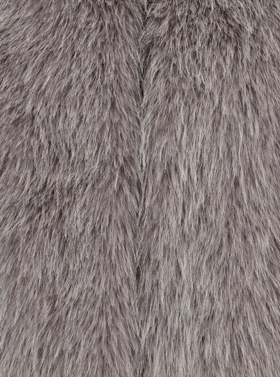 Herno Grey Sleeveless Vest With Concealed Closure On The Front In Ecofur Woman In Gray