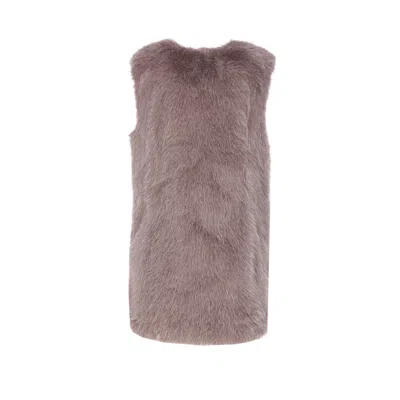 Herno Grey Sleeveless Vest With Concealed Closure On The Front In Ecofur Woman In Brown