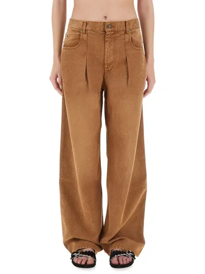 Isabel Marant High Waist Trousers Wide Legs In Brown
