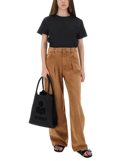 Isabel Marant High Waist Trousers Wide Legs In Brown