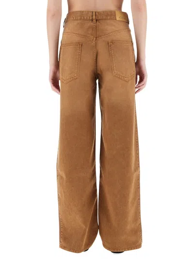 Isabel Marant High Waist Trousers Wide Legs In Brown
