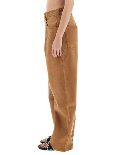 Isabel Marant High Waist Trousers Wide Legs In Brown