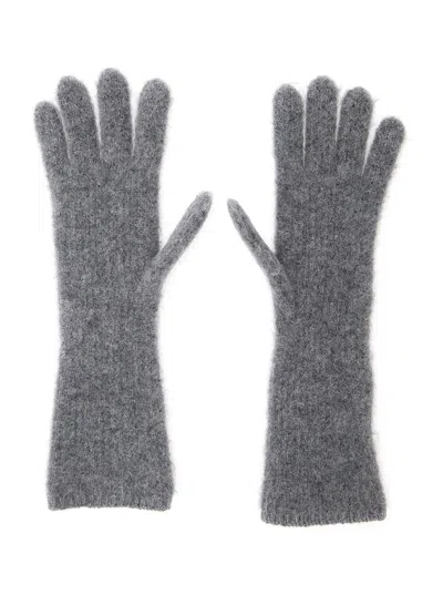 Jacquemus 'les Gants Gros Grain' Grey Gloves With Logo Patch On The Front