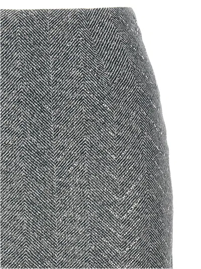 Ermanno Scervino Embellished High Waist Chevron Skirt In Gray
