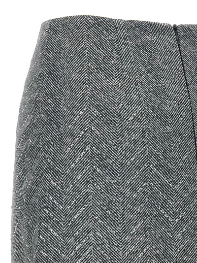 Ermanno Scervino Embellished High Waist Chevron Skirt In Gray