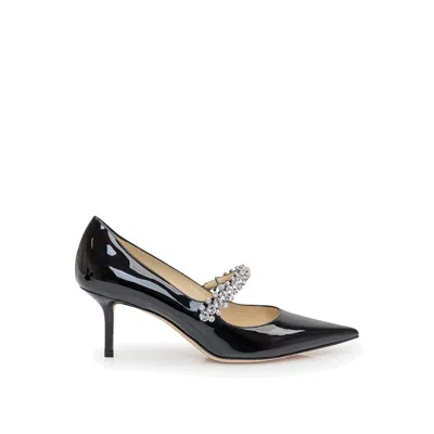 Jimmy Choo Bing 85 Crystal-embellished Pumps In Patent Leather In Black