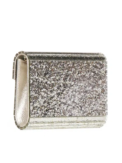 Jimmy Choo Candy Clutch Bag In Acrylic Fabric With Glitter In Gold