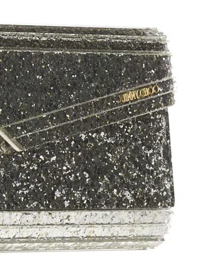 Jimmy Choo Candy Clutch Bag In Acrylic Fabric With Glitter In Gold