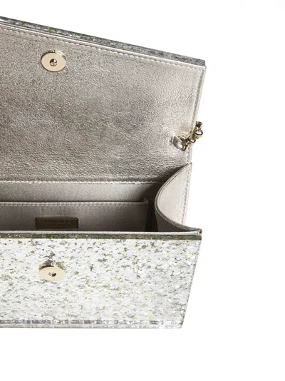 Jimmy Choo Candy Clutch Bag In Acrylic Fabric With Glitter In Gold