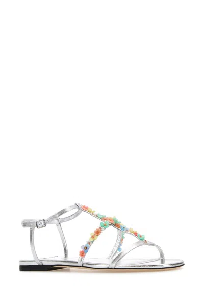 Jimmy Choo Daisy Sandals In Silver Nappa Leather In Metallic