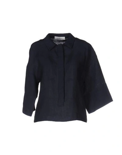 Shop Valentino Linen Shirt In Dark Blue