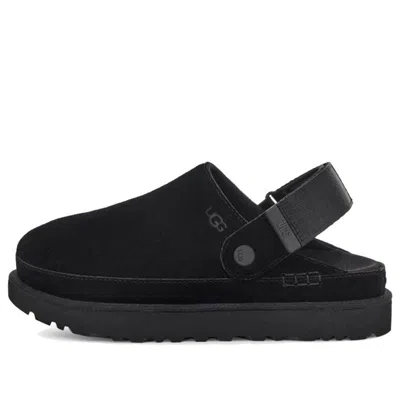 Ugg Chic Sheepskin Sandals With Adjustable Strap And Cushioned Sole In Black