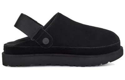 Ugg Chic Sheepskin Sandals With Adjustable Strap And Cushioned Sole In Black